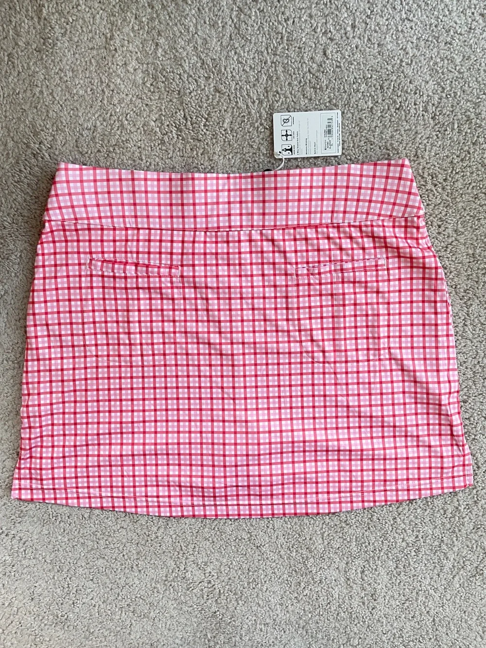 FootJoy Golfleisure Gingham Pink Red White Plaid Athletic Golf Skort Size XL